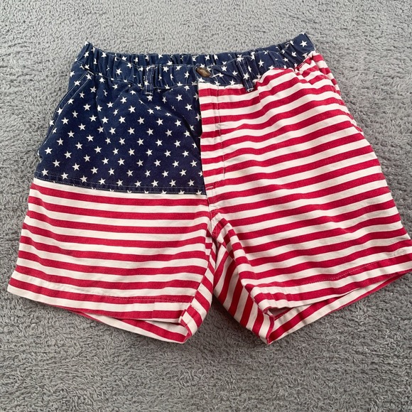 Chubbies Shorts Mens Medium Mericas USA Flag Red White Blue Striped 5.5" Elastic - Picture 1 of 10